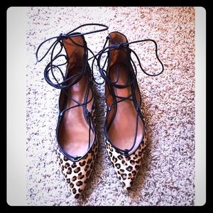 Zara leopard lace up flats 9